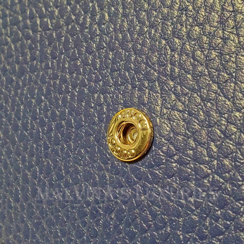 GUCCI BAG 510314 INTERLOCKING G CHAIN BLUE LEATHER CROSSBODY WALLET $1,550 - Picture 7 of 12